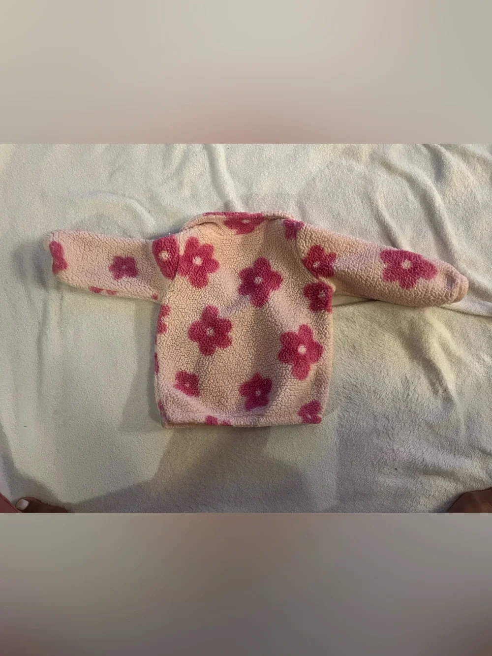 Carter's Cream Sherpa Zip sweater with Pink Floral Spots